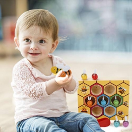 MojiDecor Giocattoli Bambini Prescolare Giocattolo Educativo Montessori Ape Clip Scatola in Legno Gioco Multicolore Regalo Compleanno per Bambini - 1