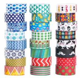 Mooker Set di 24 Rotoli di Nastro Washi Tape, Nastro Adesivo Decorativo per Artigianato, per Fai-da-Te e per Incartare Regali - 1