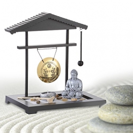 MostroMania - Giardino Zen con Gong - Mini Giardino Decorativo Giapponese con Buddha - Decorazioni Floreali per Interni - Oggetti Rilassanti - Idee Regalo Originali - Regali di Natale - 1