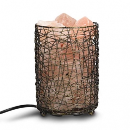 Navaris Lampada con sale Himalaya e cestino - Luce da notte con cristalli rosa di sale Himalayano - Lampada minerale con Dimmer e 2x Lampadine E14 - 1