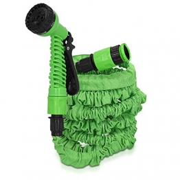 Navaris Tubo Estensibile da Giardino - 2,5-7,5m con Pistola 7 funzioni getti Acqua - per irrigazione Giardino in Gomma e Tessuto con Adattatore - 1