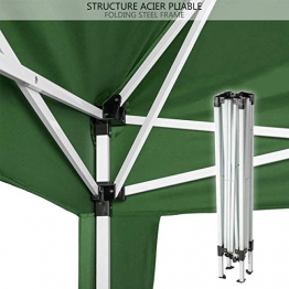 NOUVOT Gazebo Richiudibile 3x3 Pieghevole a Fisarmonica Impermeabile PVC Mercato Tenda con Sacca Colore Verde - 1