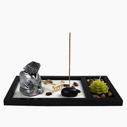 OM HOME Giardino ZEN - Statuetta Buddha su vassoio addormentato, portacandele supporto per bastoncini di incenso decorazione - 1