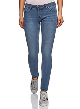oodji Ultra Donna Jeans Skinny a Vita Bassa, Blu, 27W / 32L (IT 42 / EU 38 / S) - 1