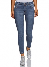 oodji Ultra Donna Jeans Skinny con Zip in Fondo, Blu, 30W / 32L (IT 48 / EU 44 / XL) - 1