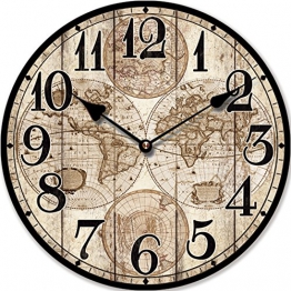 OROLOGIO DA PARETE DESIGN MAPPAMONDO ANTICO 30CM SHABBY NOSTALGIA - Tinas Collection - 1