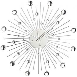 Orologio da Parete in Metallo Stella di Cristallo Decorazione Casa 50 cm, Colore Argento - 1