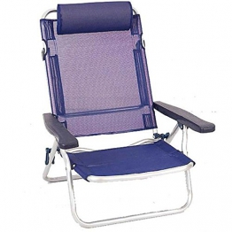 Poltroncina spiaggia alluminio 5 posizioni con poggiatesta 65x62x78 cm blu - 1