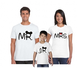 Puzzletee Tris T-Shirt Famiglia Madre, Padre, Figlio Mr, Mrs, Jr. - Mister - Miss - Junior - Festa del Papa' - Festa della Mamma - Magliette Divertenti per Tutta la Famiglia - in Cotone by - 1