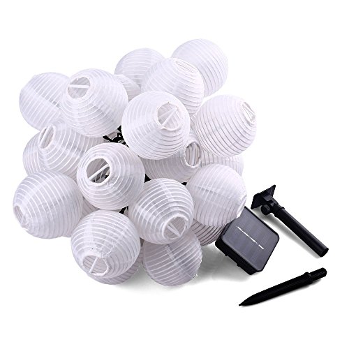 Qedertek Luci Solari da Esterno, Catena Luminosa Solare con 30 Lanterne, Luci Stringa Solare Impermeabile da 4.5 Metri, Luci Solare Decorativa per Giardino, Terrazza, Gazebo (Bianco Caldo)