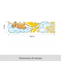 R00040 Adesivo murale per bambini Wall Art - Orsetto sogni d'oro - Misure 120x30 cm - Decorazione parete, adesivi per muro, carta da parati - 1