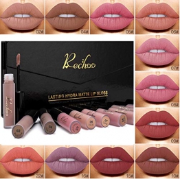 Rechoo 12Pcs Rossetto Matte Liquido Tinta Labbra a Lunga Tenuta,Rossetti Matt Impermeabile Liquid Lipstick Make Up Set - 1