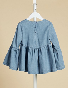 RED WAGON Blusa Plissettata in Chambray Bambina, Blu (Lt.blue), 122 (Taglia Produttore: 7 Anni) - 1