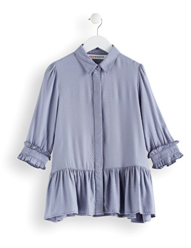 RED WAGON Camicia con Volant Bambina, Blu (Blue), 140 (Taglia Produttore: 10 Anni)