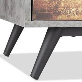 Relaxdays Mobiletto vintage 4 cassetti cassettiera originale effetto cemento tiretti con motivo HLP: 68x60x40 cm, grigio - 1