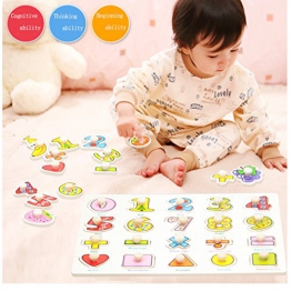 SIPLIV Pegged Puzzle in legno Jigsaw Puzzle per bambini dai 2 ai 5 anni, Home Learning Scuola materna Giochi educativi e giochi, Animali marini - 1