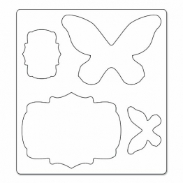 Sizzix - Fustelle a forma di etichette e farfalle, serie Bigz, di Karen Burniston, colori vari - 1