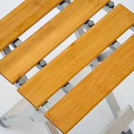 Tavolino da campeggio regolabile in altezza | Tavolo + 4 Sgabelli | Pieghevole formato valigia facile da trasportare | in Legno di Bambu e Alluminio | ideale per picnic giardino spiaggia | ca 110x70cm - 1