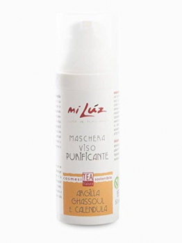 TEA NATURA Mi Lùz Maschera Viso Purificante - Maschera ecobio dermopurificante con argilla ghassoul, polvere di nocciolo di albicocca e calendula - Per pelle grassa - Vegan - 50 ml - 1