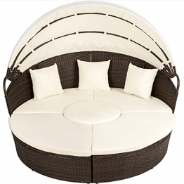 TecTake Letto isola alluminio rattan sdraio prendisole arredo esterno giardino | larghezza: ca. 178cm | disponibile in diversi colori (marrone misto | no. 402126) - 1