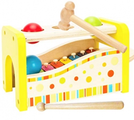 Toys of Wood Oxford Giocattolo Musicale Hammer And Balls - xilofono Giocattolo in Legno - Giocattolo da banco Musicale per Bambini - 1