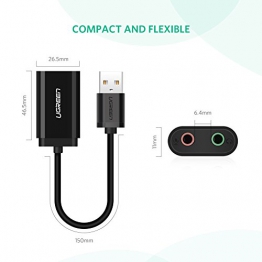 UGREEN Scheda Audio USB Esterna Adattatore Audio USB 3.5mm per Cuffie Microfono Stereo Jack Casse, Compatibile con Windows, Mac OS X, Linux, PS4 - Plug And Play - 1