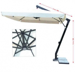 Vette CDF05822 Helios Ombrellone decentrato pesante, con manovella, in allumino, Beige - 1
