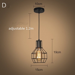 Vintage Industriale Edison Gabbia Di Metallo Paralume Da Soffitto Loft Bar Retro Lampada A Sospensione Nero - 1