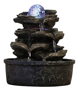 Zen Light - Fontana a Forma di Roccia, in poliresina, Colore: Marrone Scuro, 20 x 20 x 23 cm - 1