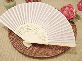 50 PEZZI VENTAGLI VENTAGLIO BIANCO BAMBU' BAMBOO PER MATRIMONIO WEDDING SPOSA Themagicfour® - 1