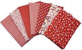 7 pz Tessuti Stampato Cotone Tessuti e Stoffe a Metro Cotone Tessuti Stoffe per Patchwork Scampoli Stoffa Fatansia per Cucito Creativo (50cmx50cm) Rosso - 1