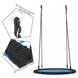 AIMADO Altalene Grande da Giardino Albero per Bambini Adulti con Sedile Rotondo di Diametro di 100cm, Amaca Comfort Durata per Interni o Esterni (EU STOCK) (blu) - 1