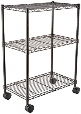 AmazonBasics - Scaffalatura a 3 ripiani, su rotelle, Nero - 1