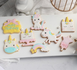 Anokay set Formine per Biscotti Unicorno - 12 pezzi Stampini per Biscotti Unicorno - Elementi Decorativi Unicorno per Decorazioni Torte Dolci e Decorazioni Pasticceria Dolce - 1