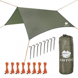 Anyoo Telone in Nylon Ripstop da Spiaggia Anti-Pioggia Tenda Parasole per Amaca 3 × 3 mt. Copertura Impermeabile Leggera da Campeggio ed Escursionismo - 1