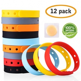 AYOUYA Antizanzare Braccialetti Insetti Repellente, Set di 12 Pezzi Anti-Zanzare Impermeabile Senza Deet Naturali per Bambini Adulti all’Aperto - 1