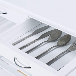 BAKAJI Carrello da Cucina in Legno con Ripiano Tagliere 2 Cassetti Portaposate Ganci Portastrofinacci Scomparto Portabottiglie 3 Ceste Portafrutta in Metallo 2 Scomparti Estraibili e 4 Ruote Girevoli - 1