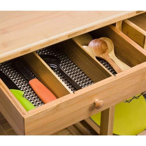 Bakaji Carrello da Cucina in Legno di bambù con Ripiano Tagliere Cassetti, unica