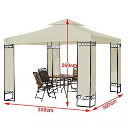 BAKAJI Gazebo da Giardino 3x3 mt Struttura in Acciaio Inox con Separè Paravento in Tessuto Antivento Colore Beige Arredo Giardino Terrazzo Ambienti Esterni - 1