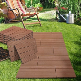 casa pura Pavimento per Esterno ad Incastro | Pavimenti per Giardino con Piastrelle Legno WPC | Marrone Chiaro - 30x30cm - Set da 22 Pezzi (2 m²) - 1