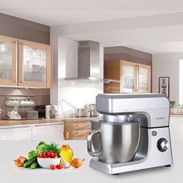 Cookmii 1800W Impastatrice Professionale Capacità 6.5 Litri, 6 Velocità Impastatrice Planetaria - Argento - 1