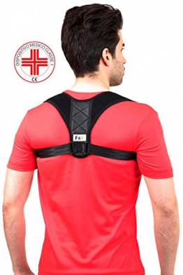 Correttore Postura - F&V - Fascia Posturale Spalle e Schiena - Sostegno Schiena - Raddrizza Spalle - Ottima Fattura In Neoprene Con Finiture In Pelle Taglia Unica (S,M,L,XL) - Uomo e Donna - 1