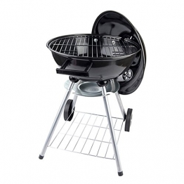 Esclusivo BBQ in acciaio con coperchio con 3 regolazioni del calore - 43 cm - barbecue con ruote per spostarlo comodamente - barbeque con coperchio ventilato con sistema di tiraggio dell'aria - 1