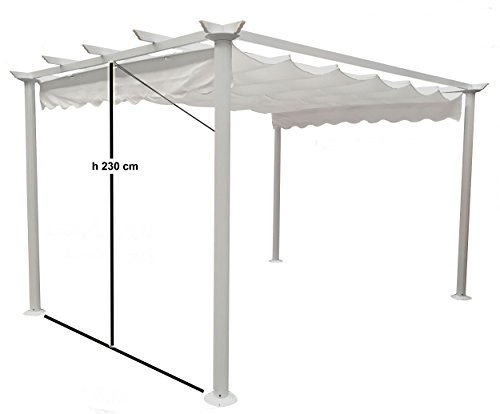 Gazebo Pergola da giardino 3X4 telo in poliestere 200 grammi e struttura in alluminio (bianco)