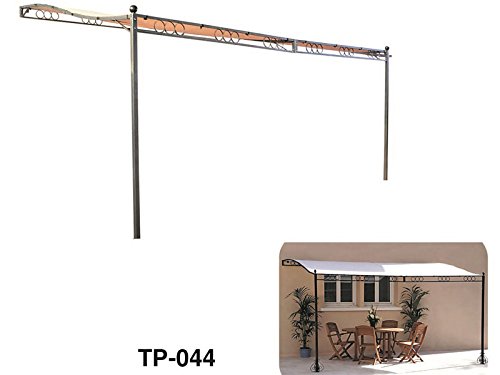 GAZEBO PERGOLA GIARDINO 2,50X3,50M STRUTTURA IN FERRO TELO BEIGE