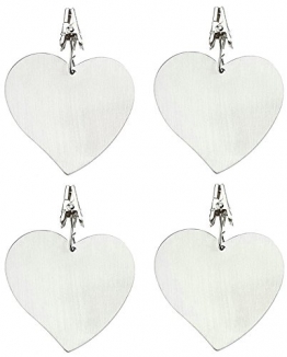 GUTE LINES Set Fermatovaglia in Acciaio 4 Pezzi, Forma del Cuore Color Argento - 1