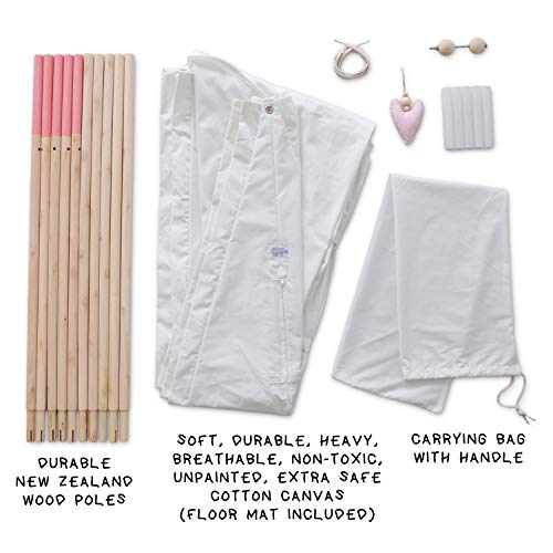 Hippococo Tenda da Campeggio Teepee Pieghevole per Bambini e Bambine | Area Gioco per Bambini per Esterno e Interno in Tela, con Tappeto, Accessorio Decorativo Incluso – Ebook in Omaggio (Rosa)