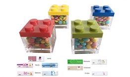 IRPot 24 X SCATOLINE PORTACONFETTI LEGO + 1 KG MINI NEMBO + 24 BIGLIETTINI - 1