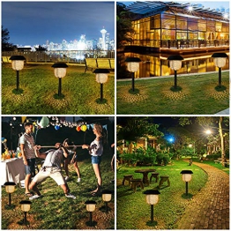 Lampada solare da giardino, Golwof 6 pezzi LED luce solare bianco caldo solare lanterna Stake impermeabile IP44 lampada solare Stake illuminazione per esterni Villa prato marciapiede - 1
