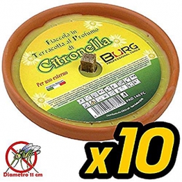 Lgv Confezione Risparmio 10 X Fiaccola Candela Aroma Citronella Cocci in Terracotta Diametro 11cm Antizanzare - 1